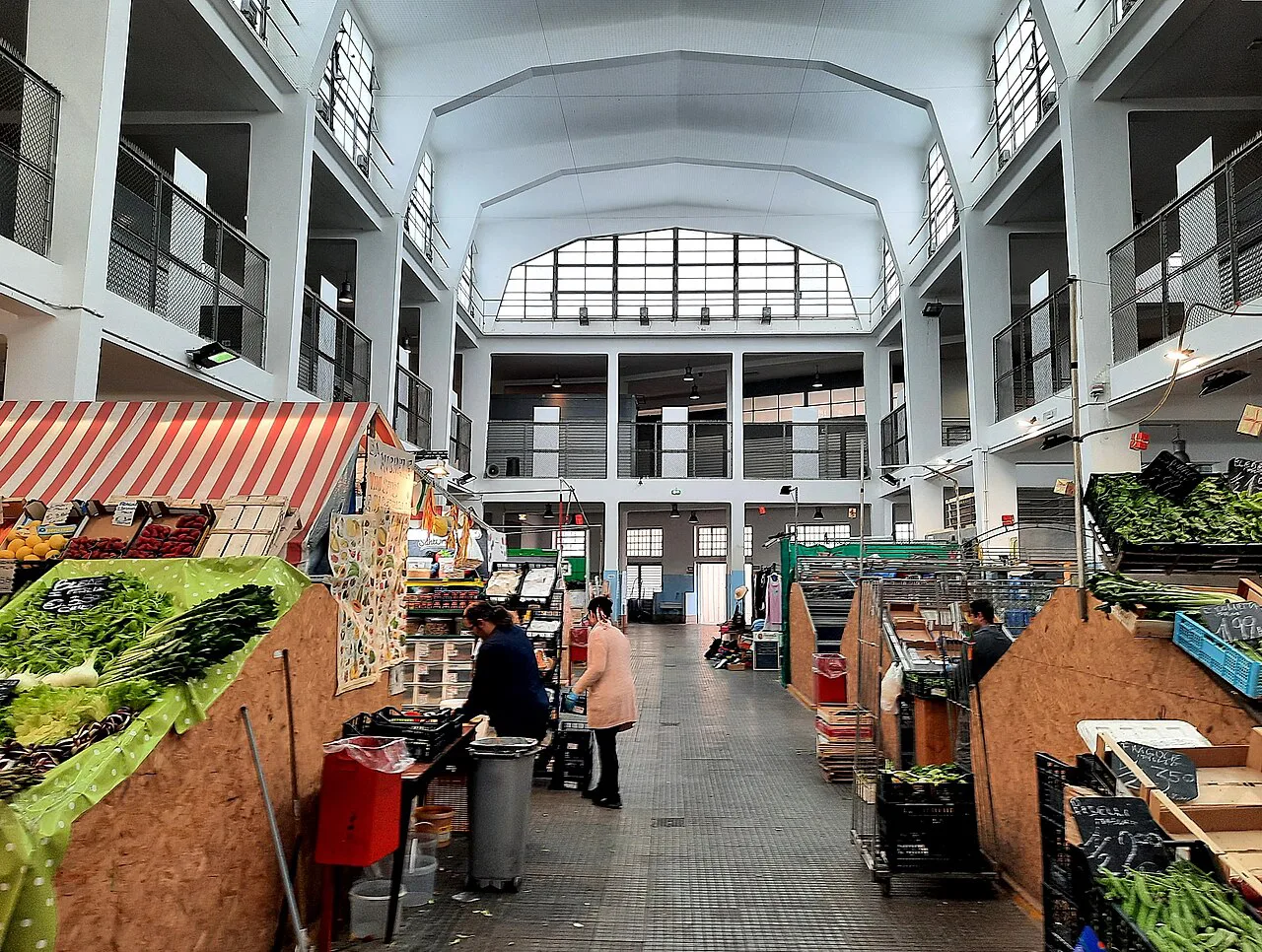 Inside the covered market in Trieste.
