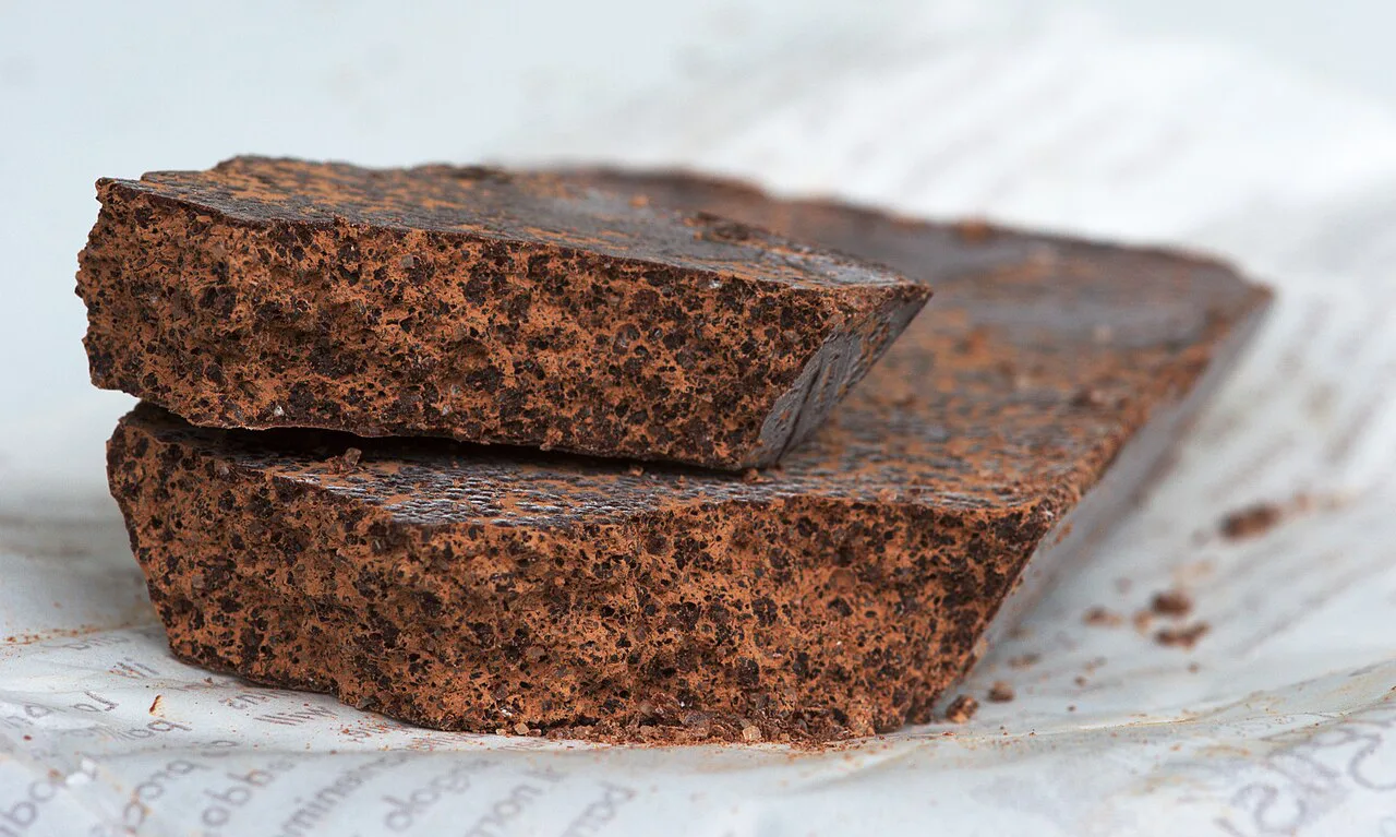 Pieces of grainy Modica chocolate.