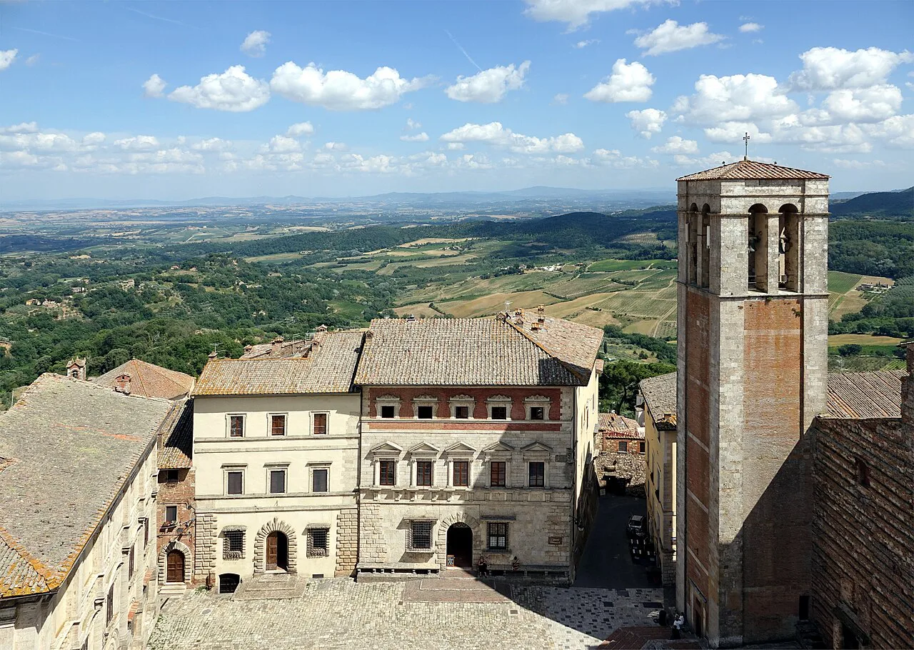 Montepulciano rooftops and the piazza from above.