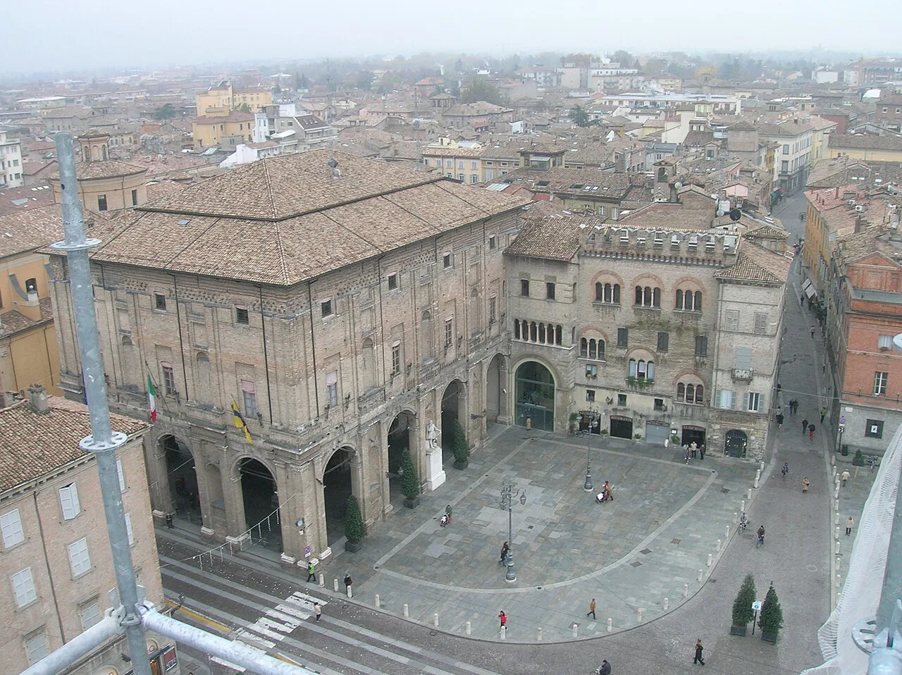 Piazza Garibaldi in Parma seen from above.
