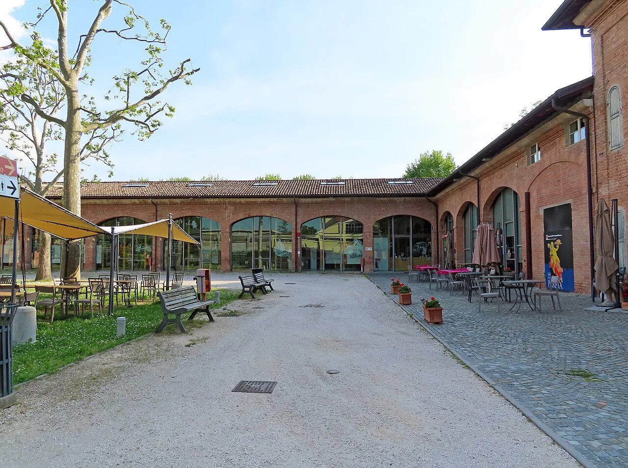 Courtyard of the Museo del Prosciutto in Langhirano, near Parma.