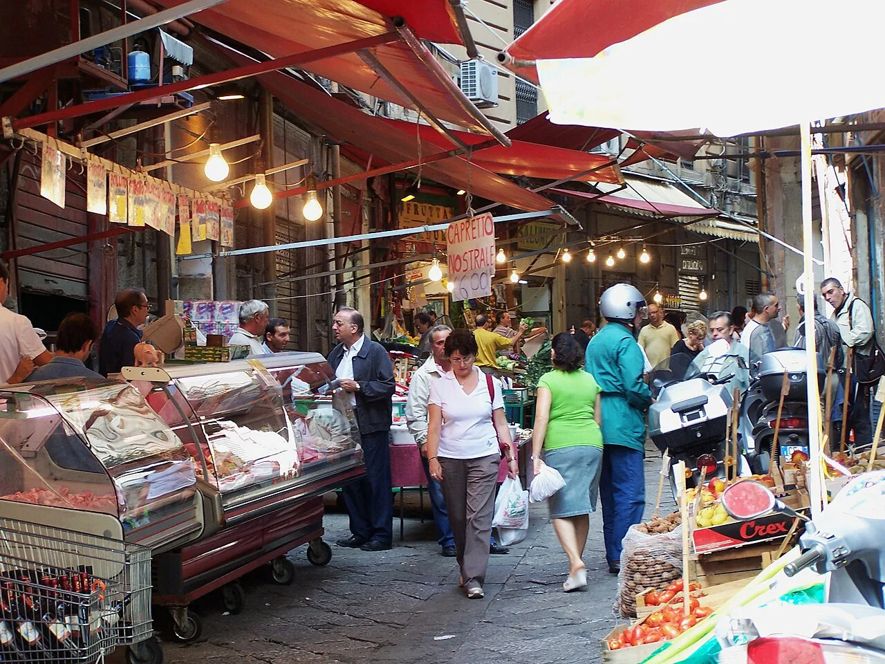 Market crowds in Palermo's Vucciria district.