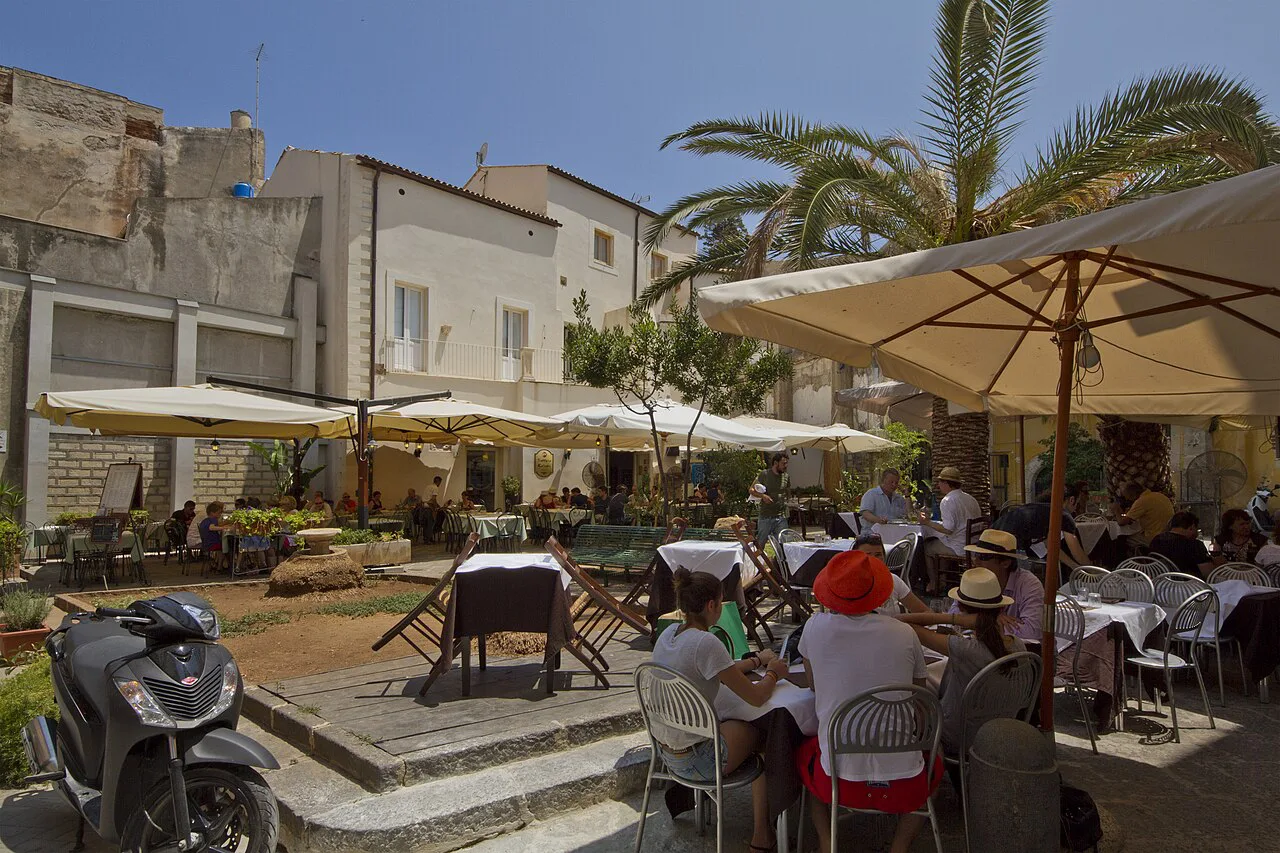 Cafe terrace in Ortigia.