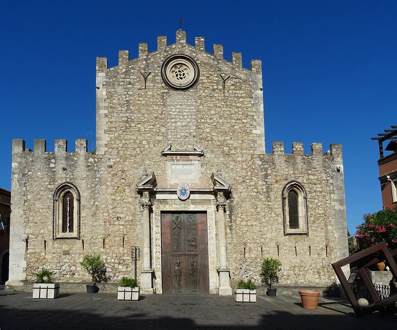 The cathedral facade in Taormina.