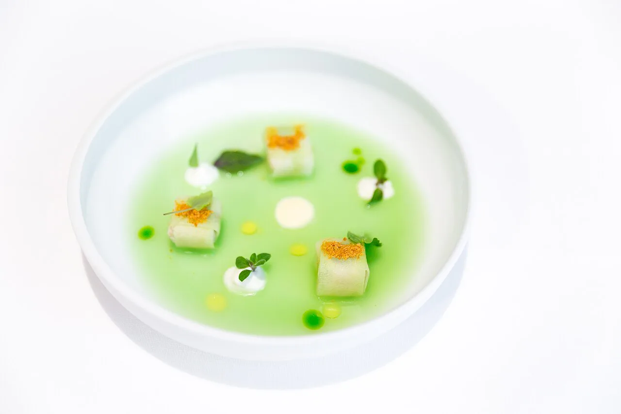 A delicate green dish at Osteria Francescana.