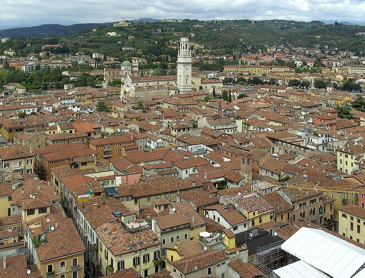 Verona old town seen from the Lamberti tower.