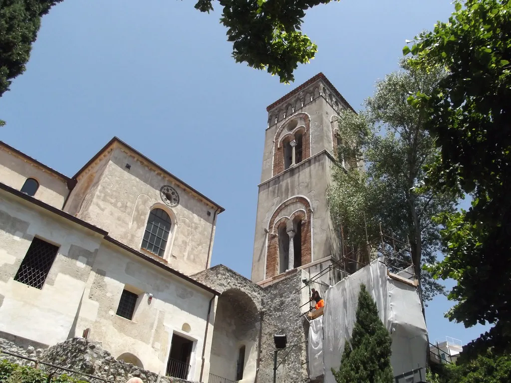 The bell tower of Ravello Cathedral.