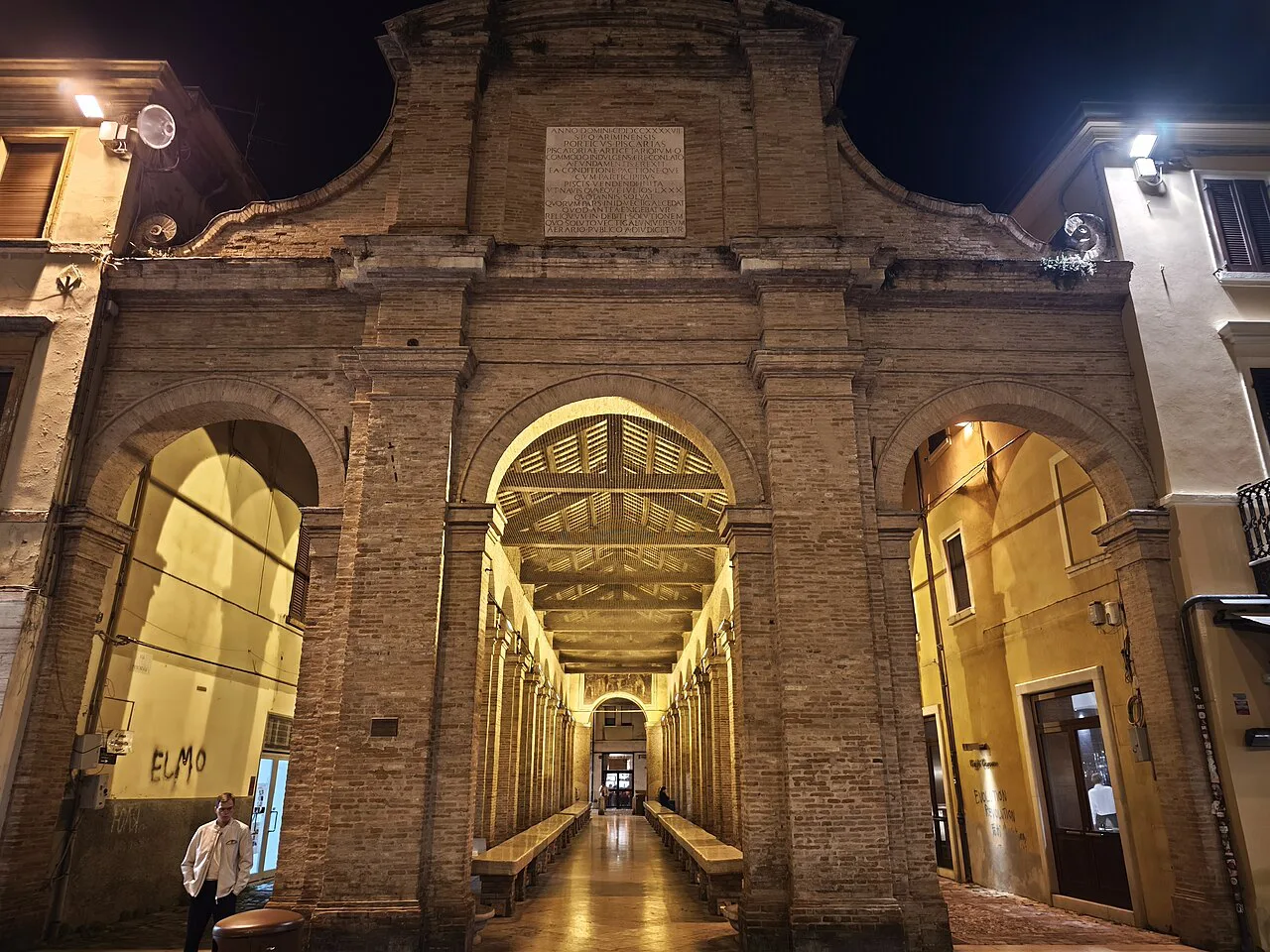 Old fish market arcade in Rimini.
