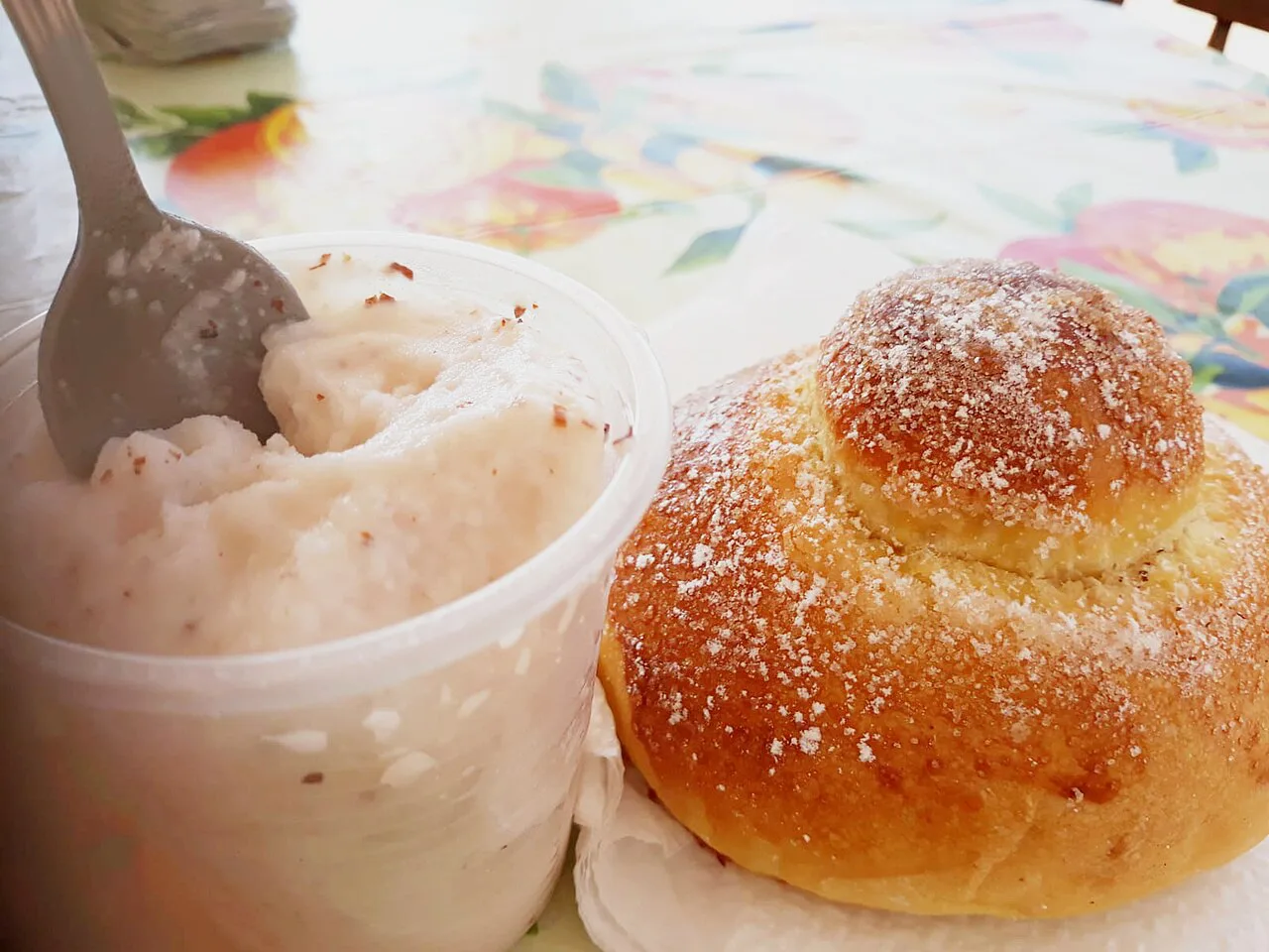 Almond granita and brioche in Syracuse.