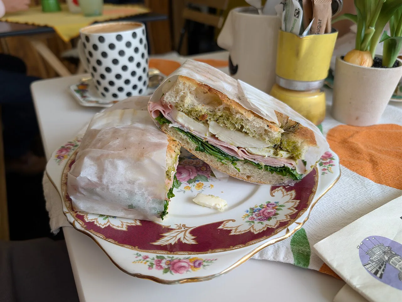 Sandwich on a plate in Bologna.