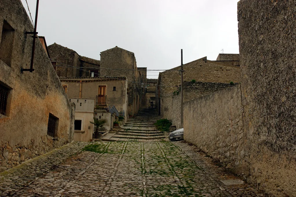 Stepped lane in Erice, above Trapani.