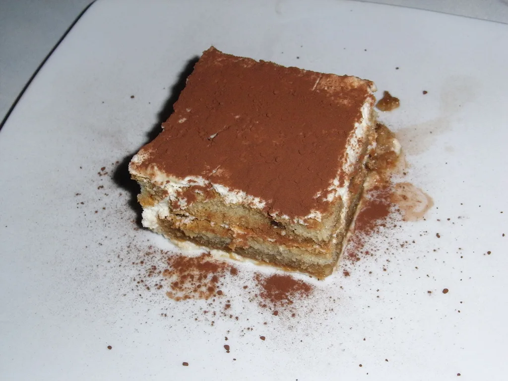 A portion of tiramisu.