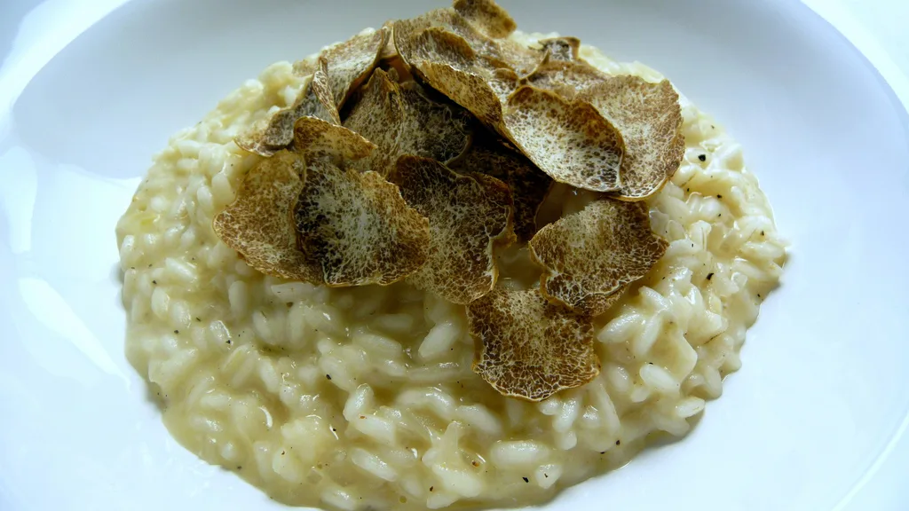 Risotto topped with shaved white truffle.
